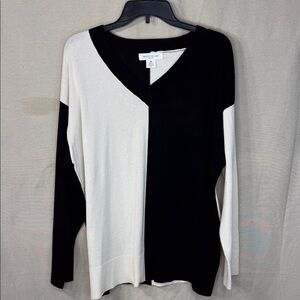 Skye’s The Limit Sweater Black/White V-Neck in Size 1X  NWT